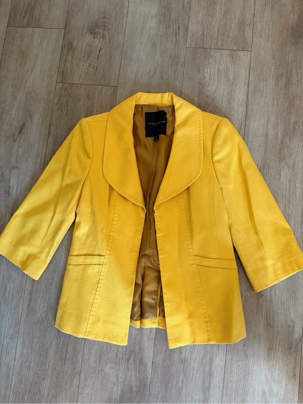 Classiques Entier Mustard Yellow 3/4 Sleeve Blazer Jacket Size XS